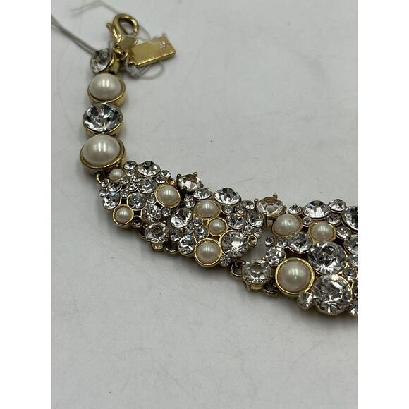 Kate Spade NY Gold Plated Crystals White Faux Pearls Pick a Pearl Bracelet New - Picture 4 of 16